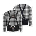 Lederhosen Costumes Oktoberfest Black White Checkered Crewneck Sweatshirt For Men & Women