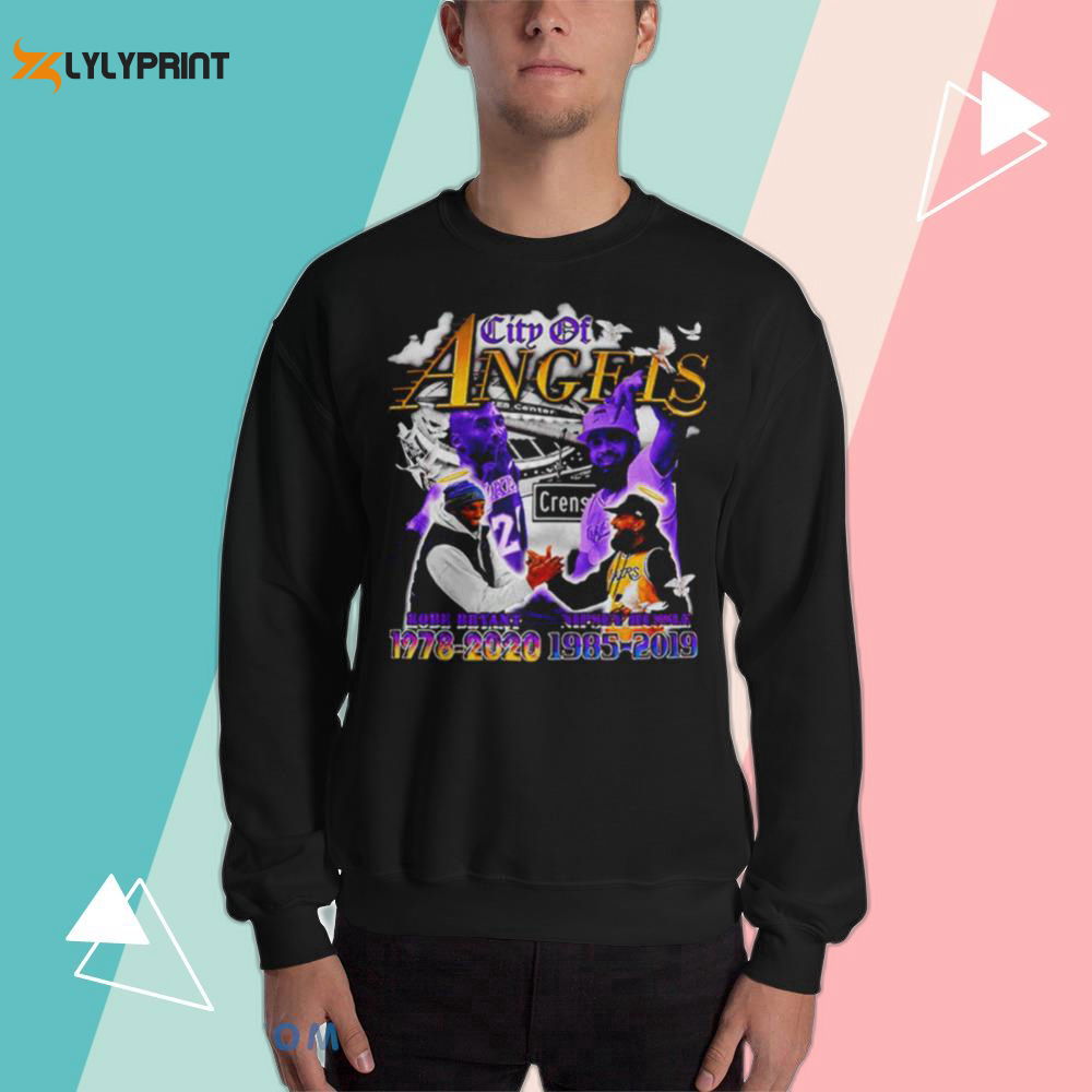 City of Angels Kobe Bryant and Nipsey Hussle Design Black T Shirt City of Angels Kobe Bryant and Nipsey Hussle Design Black T Shirt