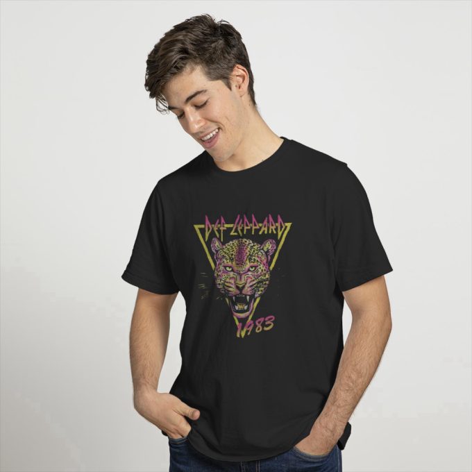Rock Your Style with DEF LEPPARD Neon Cat T-Shirt – Limited Edition