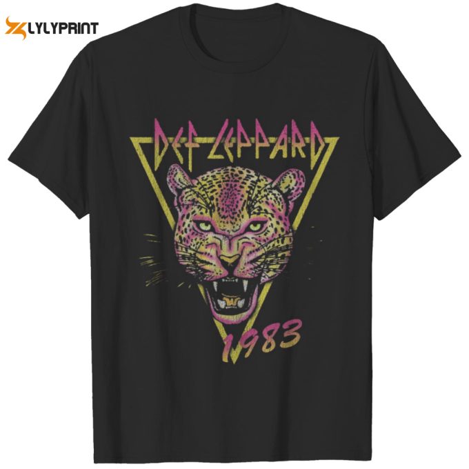 Rock Your Style with DEF LEPPARD Neon Cat T-Shirt – Limited Edition