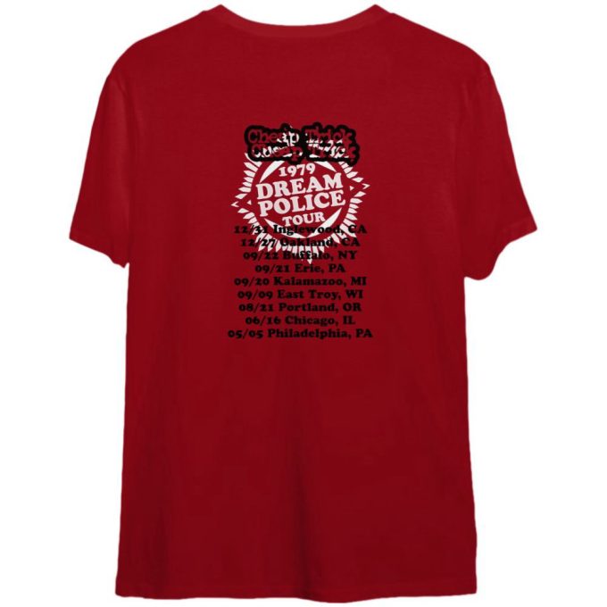 Shop Cheap Trick Dream Police Tour T-Shirt – Red Heather Adult Tee
