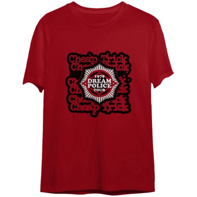 Shop Cheap Trick Dream Police Tour T-Shirt – Red Heather Adult Tee