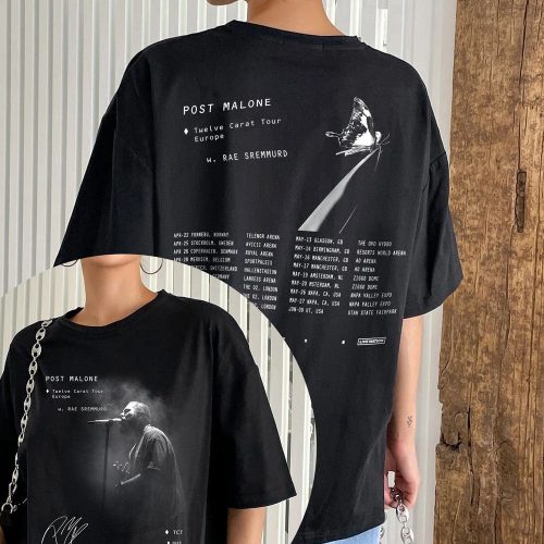 Post Malone Twelve Carat 2023 Tour Dates Shirt, UK Tour Merch for Fan, Post Malone Album Concert Shirt