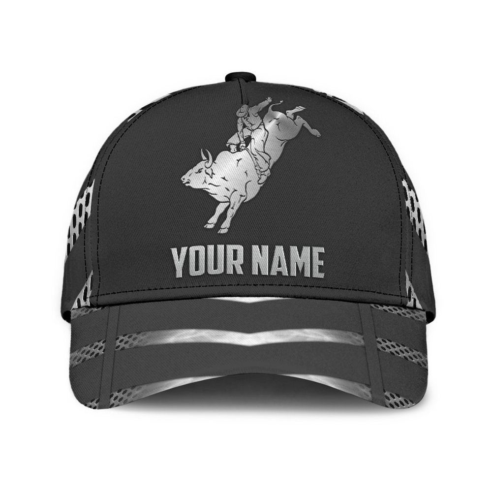 Personalized Name Bull Riding Classic Cap Metal Pattern Printed Baseball Cap Gift Personalized Name Bull Riding Classic Cap Metal Pattern Printed Baseball Cap Gift
