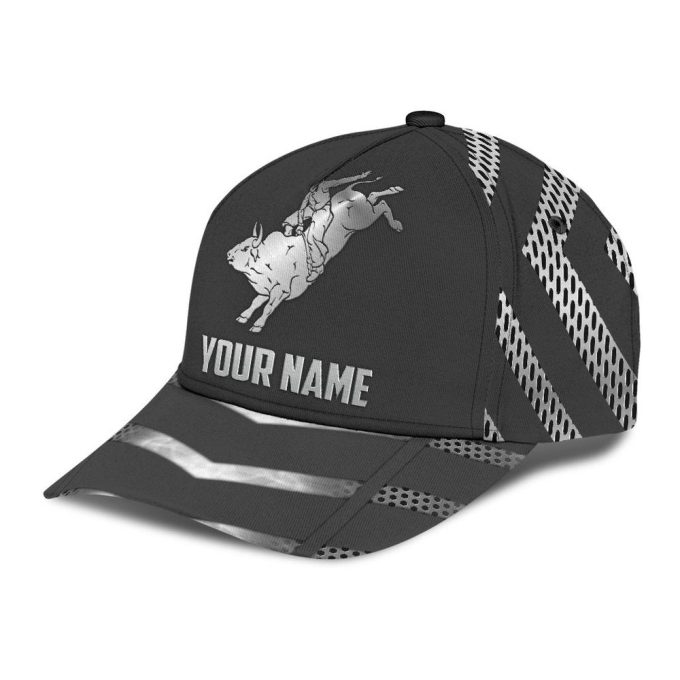 Personalized Name Bull Riding Classic Cap Metal Pattern Printed Baseball Cap Gift