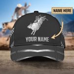 Personalized Name Bull Riding Classic Cap Metal Pattern Printed Baseball Cap Gift
