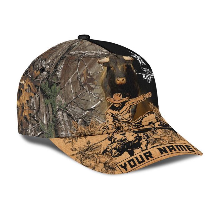 Personalized Name Bull Riding Classic Cap Tattoo Ver 2 Printed Baseball Cap Gift