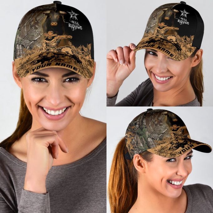 Personalized Name Bull Riding Classic Cap Tattoo Ver 2 Printed Baseball Cap Gift