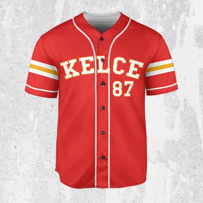 Personalize Travis Kelce Baseball Jersey Red Jersey
