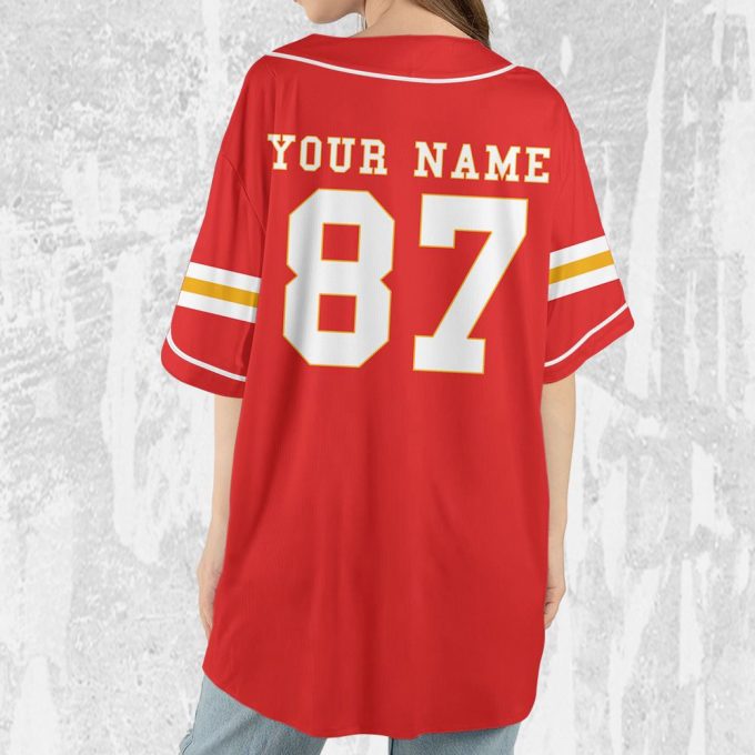 Personalize Travis Kelce Baseball Jersey Red Jersey