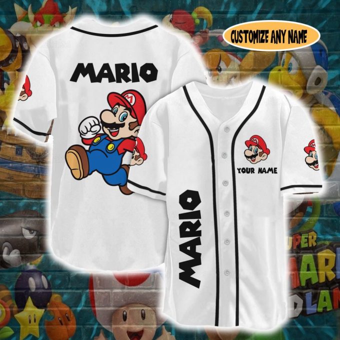 Super Mario Shirt, Super Mario Baseball Jersey, Mario Jersey Shirt