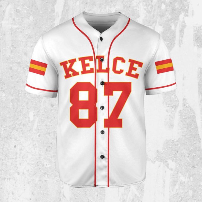 Personalize Travis Kelce Baseball Jersey White Jersey