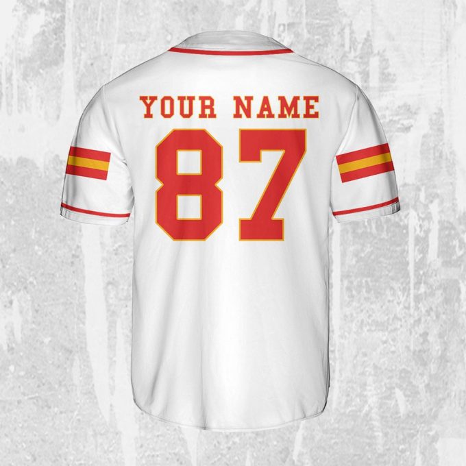Personalize Travis Kelce Baseball Jersey White Jersey