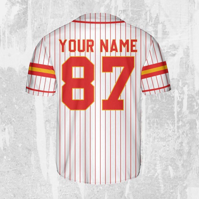 Personalize Travis Kelce Baseball Jersey Red And White Jersey