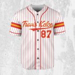 Personalize Travis Kelce Baseball Jersey Red And White Jersey