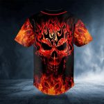 Head Fire Skull Custom name Baseball Jersey For Men Women, Men’s Baseball Jersey For Men Women