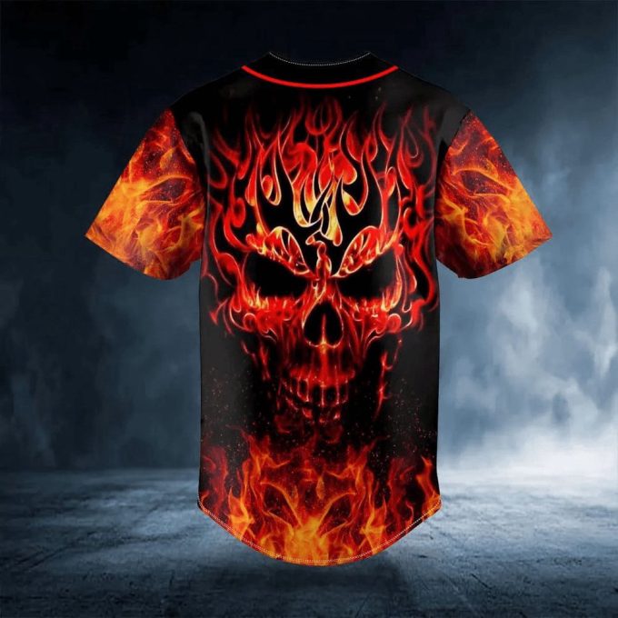 Head Fire Skull Custom name Baseball Jersey For Men Women, Men’s Baseball Jersey For Men Women