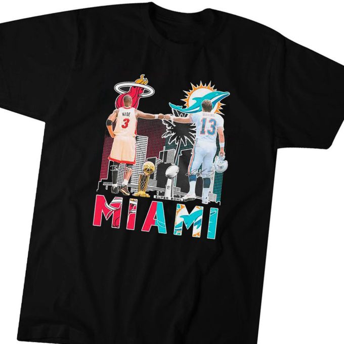 Official Miami Heat Wade And Dolphins Marino  T-Shirt For Men And Women  Gift for Men Women