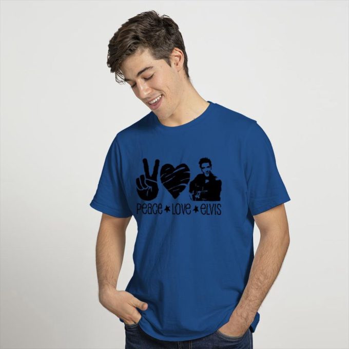 Peace Love Elvis  T-Shirt For Men And Women
