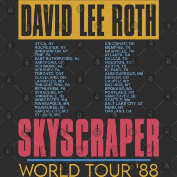 Vintage Skyscraper David Lee Roth World Tour 1988 Gift for Men and Women