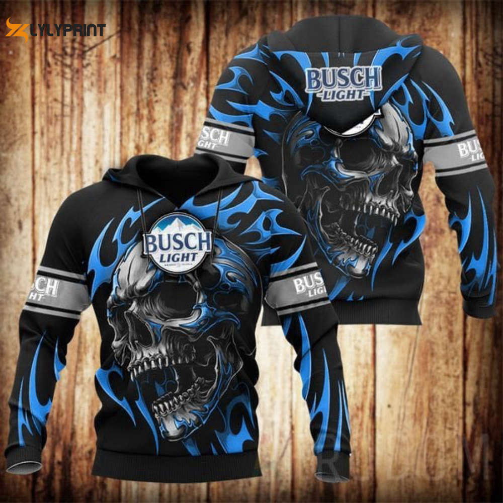 Basic Skull Busch Light 3D All Over Print Hoodie, Zip Hoodie Basic Skull Busch Light 3D All Over Print Hoodie, Zip Hoodie