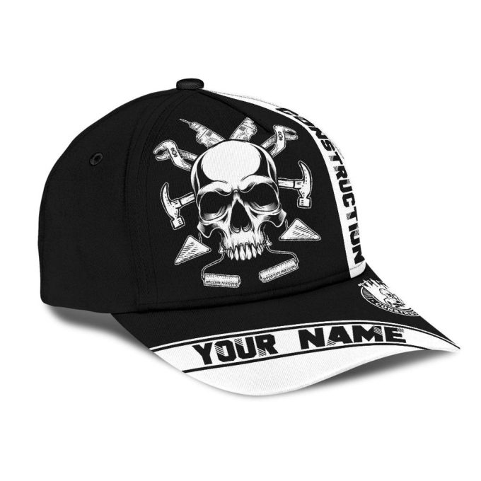 Personalized Construction Worker Cap: Custom Name Skull Baseball Cap – Perfect Gift!