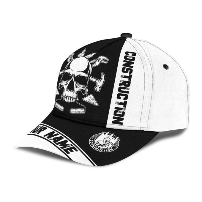 Personalized Construction Worker Cap: Custom Name Skull Baseball Cap – Perfect Gift!