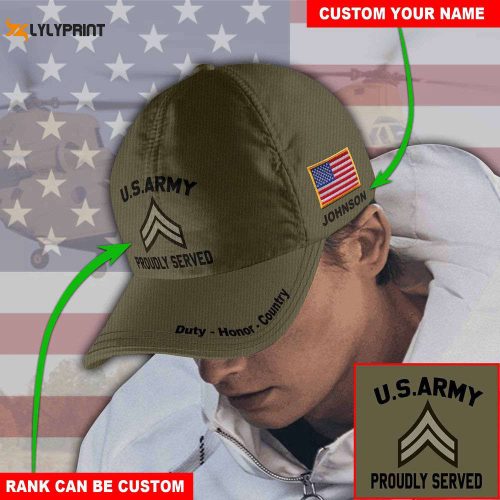 Custom Army Rank US Amy Hat, Army Cap, Us Army Gifts All Over Printed