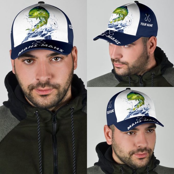 Custom name Mahi-mahi Fishing hat Hook 3D design print Cap Printed Baseball Cap Gift