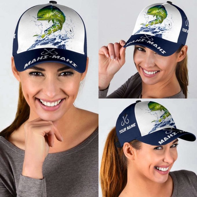 Custom name Mahi-mahi Fishing hat Hook 3D design print Cap Printed Baseball Cap Gift