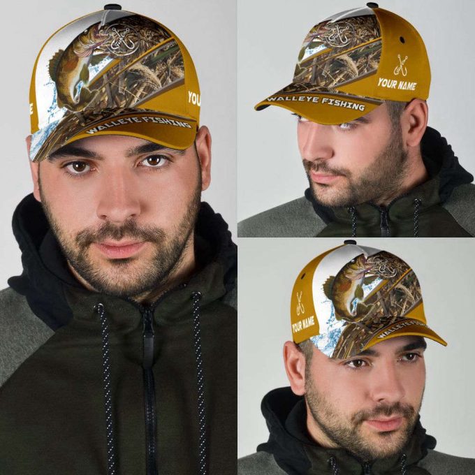 Personalized Walleye Fishing Hat with Custom 3D Design – Perfect Gift