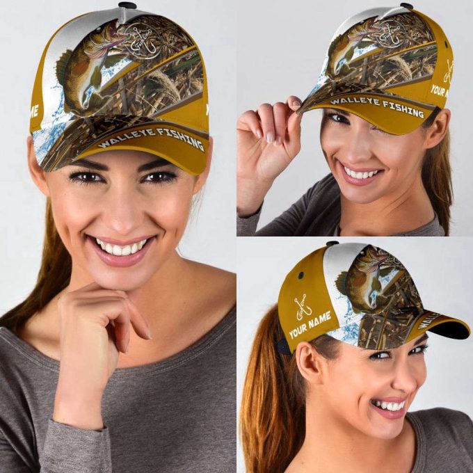 Personalized Walleye Fishing Hat with Custom 3D Design – Perfect Gift