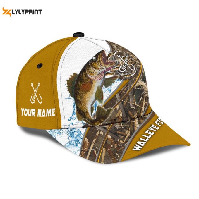 Personalized Walleye Fishing Hat with Custom 3D Design – Perfect Gift