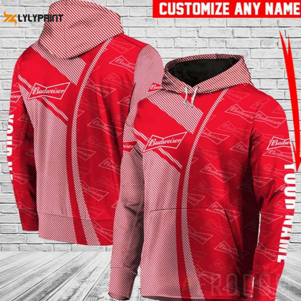 Personalized Budweiser Pullover 3D All Over Print Hoodie, Zip Hoodie Personalized Budweiser Pullover 3D All Over Print Hoodie, Zip Hoodie