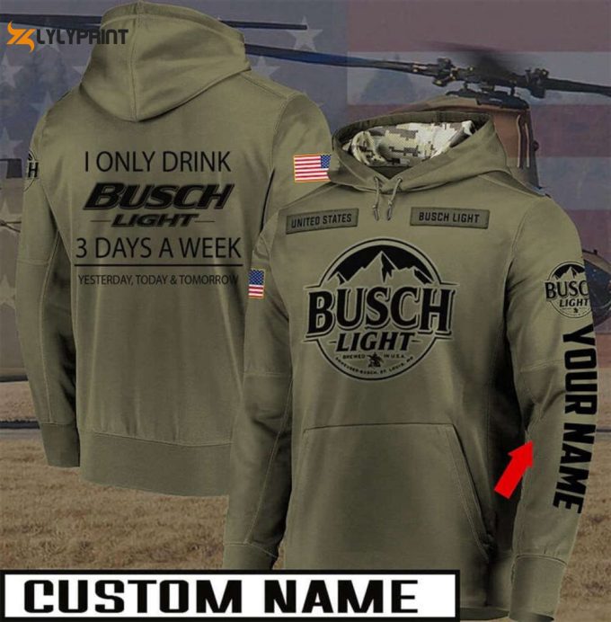 Personalized Busch Light Us Army 3D All Over Print Hoodie, Zip Hoodie
