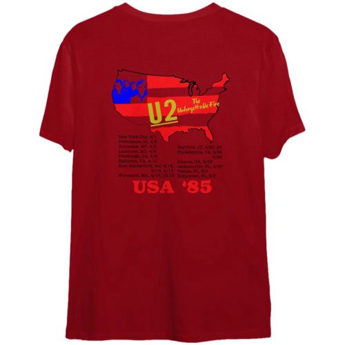 Vintage U2 On Tour 1985 & Unforgettable Fire USA Tour T-Shirts