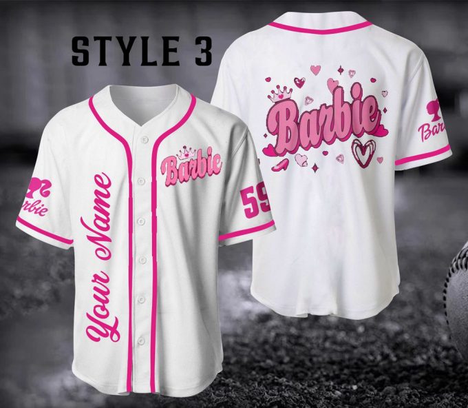 Barbie Baseball Jersey Shirt, Add Your Name and Number on your Jersey
