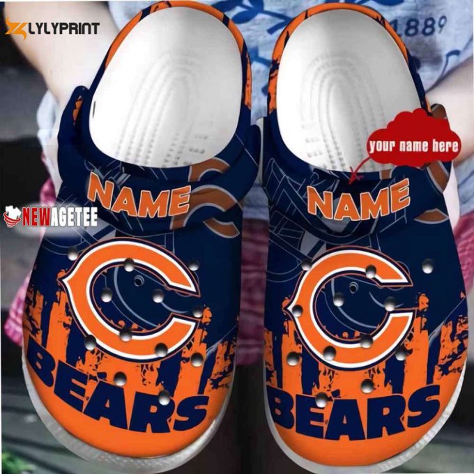 Chicago Bears American Flag Breaking Wall Crocs Customized Clogs