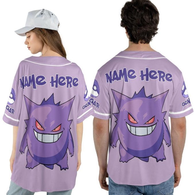Custom Name Gengar Unisex Baseball Jersey