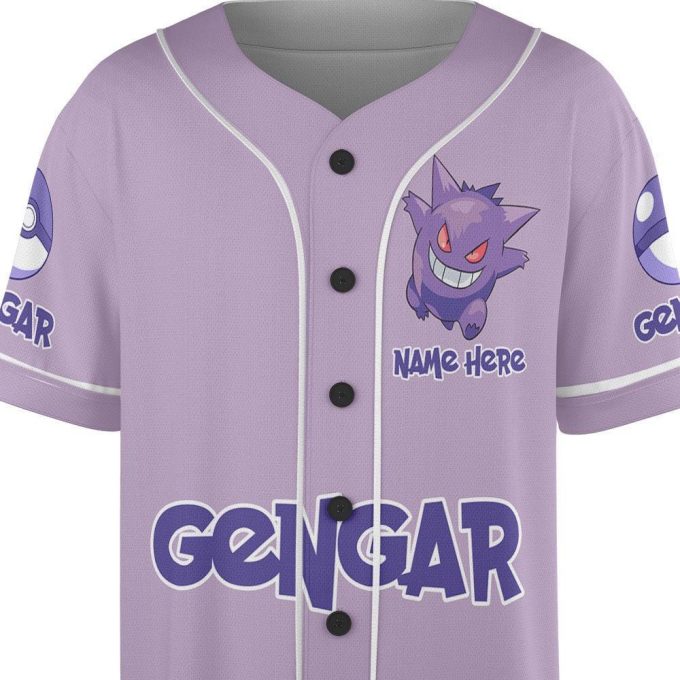 Custom Name Gengar Unisex Baseball Jersey
