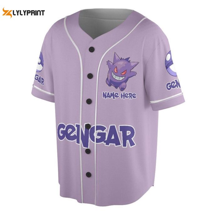 Custom Name Gengar Unisex Baseball Jersey