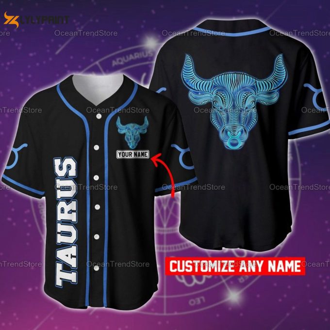 Custom Name Taurus Zodiac Baseball Jersey