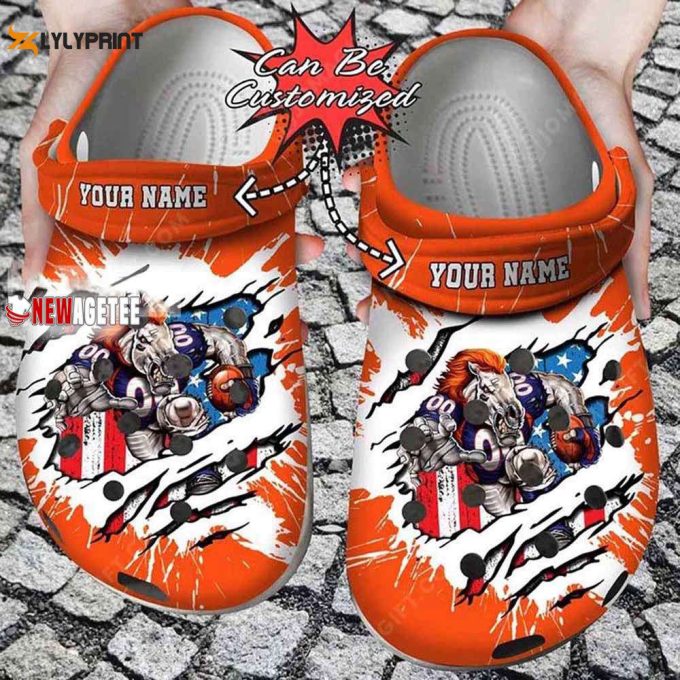 Denver Broncos American Flag Crocs Customized Clogs