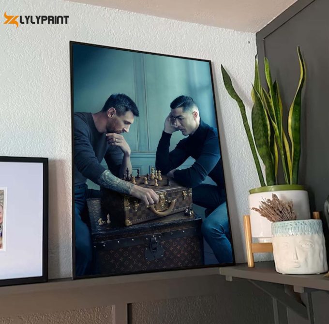 Messi vs Ronaldo in playing Chess Poster