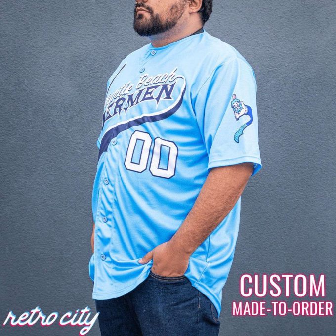 Myrtle Beach Mermen Kenny Powers Full-Button Baseball Jersey Custom