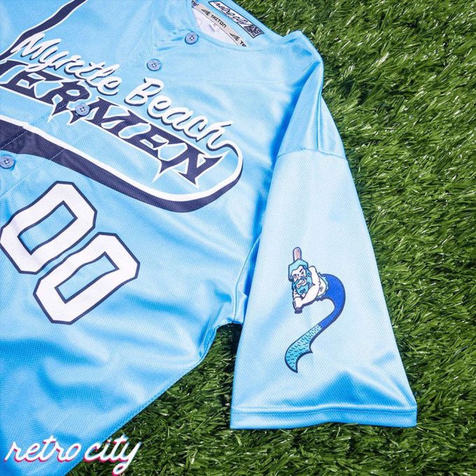 Myrtle Beach Mermen Kenny Powers Full-Button Baseball Jersey Custom