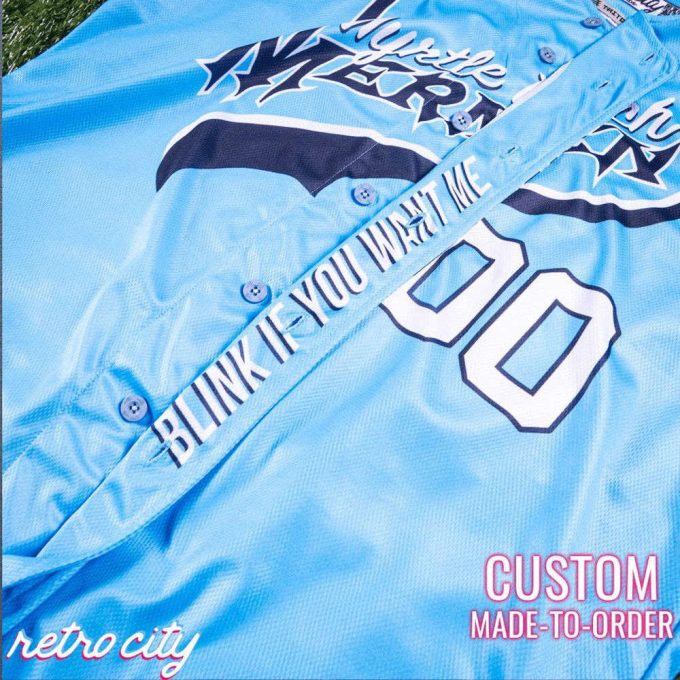 Myrtle Beach Mermen Kenny Powers Full-Button Baseball Jersey Custom