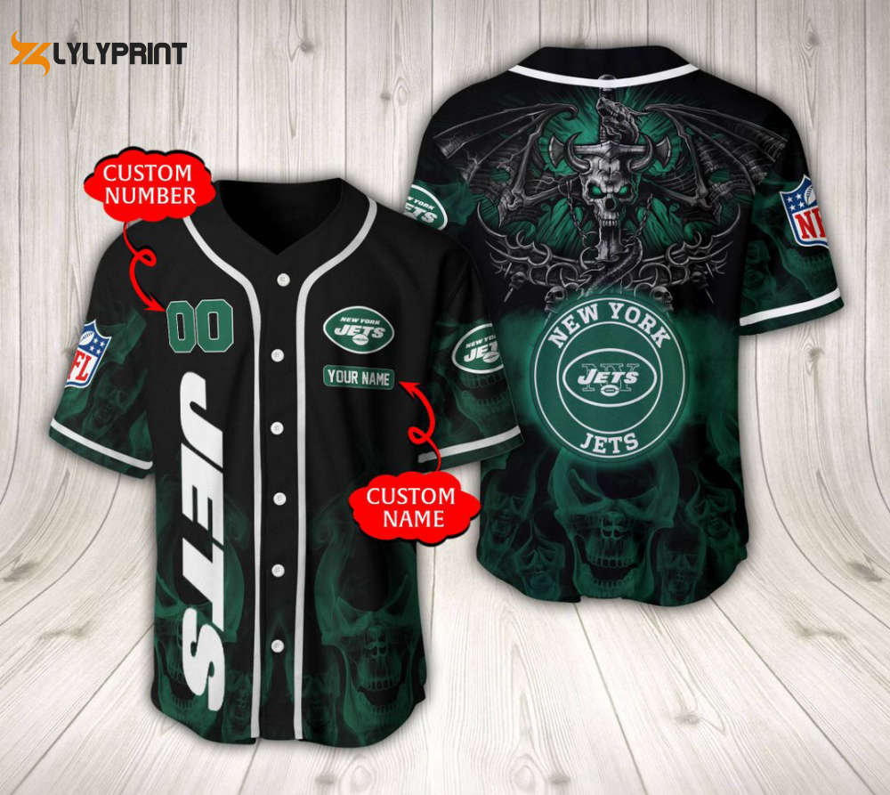 New York Jets Baseball Jersey Custom Name And Number Gift for Men Dad New York Jets Baseball Jersey Custom Name And Number Gift for Men Dad