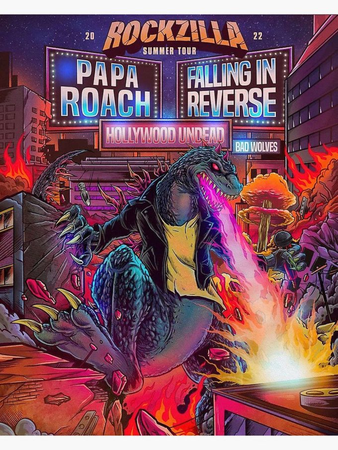 Rockzilla 2022 Summer Tour Poster, Falling In Reverse, Papa Roach Poster