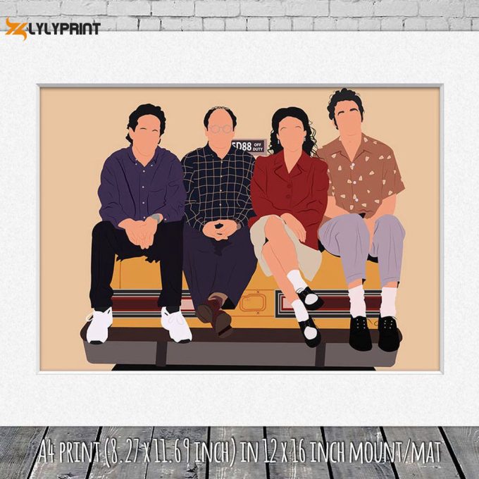 Seinfeld minimalist print poster, Seinfeld digital art poster, Matted print